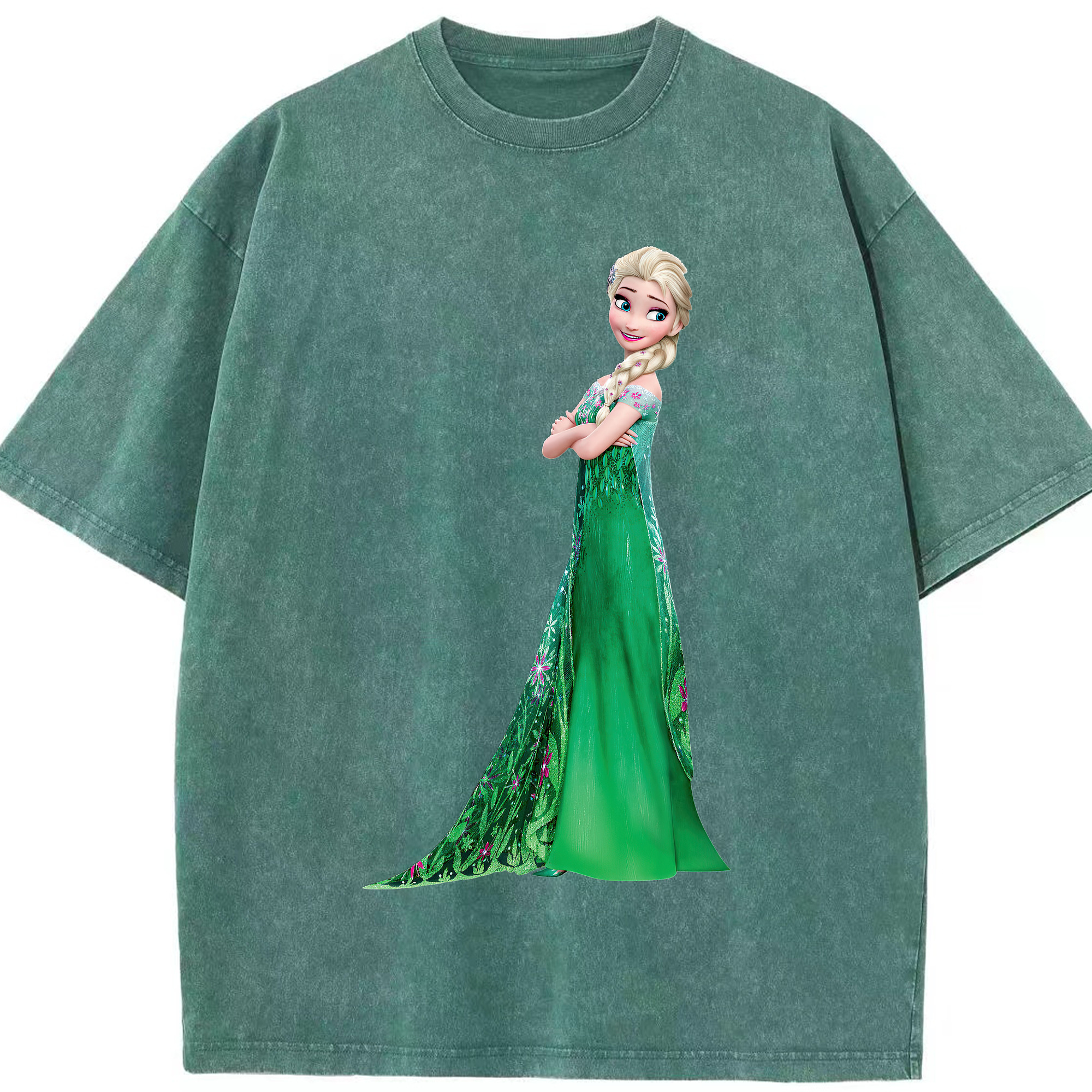 （画像用） アナと雪の女王 アンナ エルサ Frozen Anna Elsa 綿100% ヴィンテージ風 半袖Tシャツ（フロントプリント）